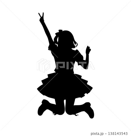 女性のアイドルのシルエットポーズ 女性のアイドルのシルエットポーズ 138143543