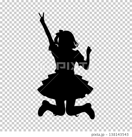 女性のアイドルのシルエットポーズ 女性のアイドルのシルエットポーズ 138143543