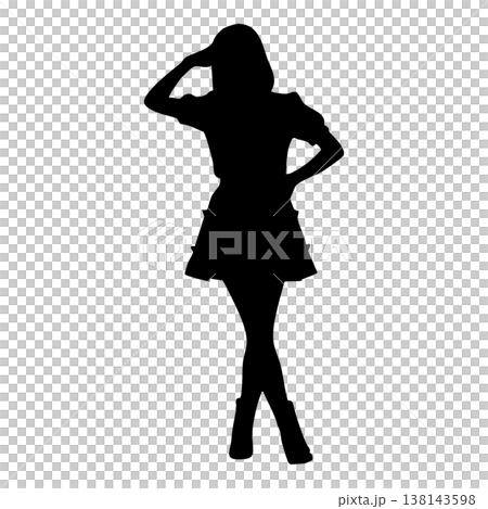 女性のアイドルのシルエットポーズ 138143598