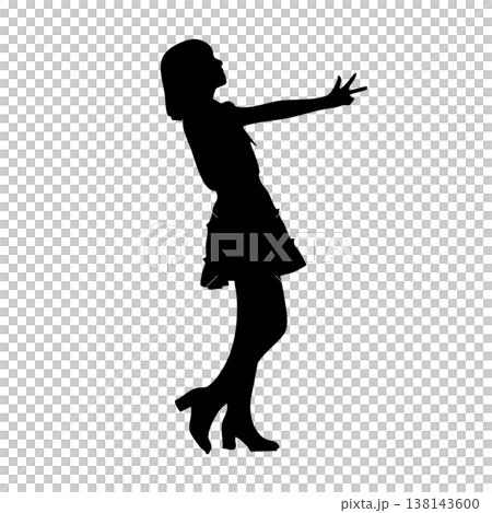 女性のアイドルのシルエットポーズ 女性のアイドルのシルエットポーズ 138143600