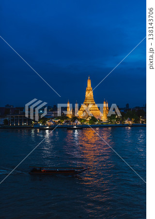 Bangkok, Thailand - June 11, 2025: Pagoda at Wat Arun, or Wat Arun Ratchawararam, is a tourist landmark near the Chao Phraya River in Bangkok,Thailand. Bangkok, Thailand - June 11, 2025: Pagoda at Wat Arun, or Wat Arun Ratchawararam, is a tourist landmark near the Chao Phraya River in Bangkok,Thailand. 138143706