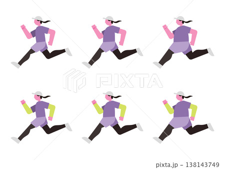 走る女性の体型変化のベクターイラスト素材セット 138143749