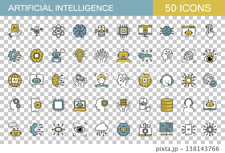 AI・人工知能のラインアイコンセット カラー 138143766