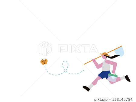 虫取り少女のベクターイラスト素材 虫取り少女のベクターイラスト素材 138143784