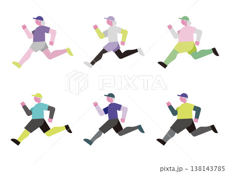 走る高齢者のベクターイラスト素材セット 走る高齢者のベクターイラスト素材セット 138143785