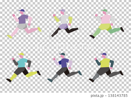 Vector illustration set of elderly people running Vector illustration set of elderly people running 138143785