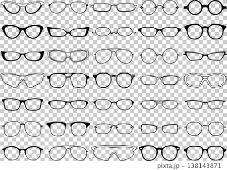 A set of silhouettes of glasses in various designs 138143871