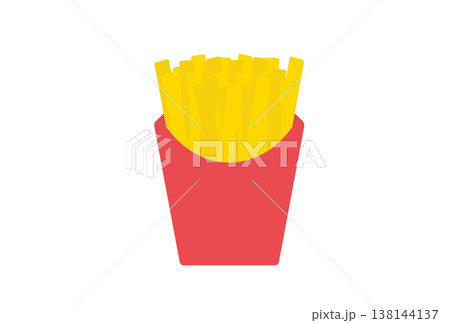 シンプルなファストフードのポテトフライのイラスト シンプルなファストフードのポテトフライのイラスト 138144137