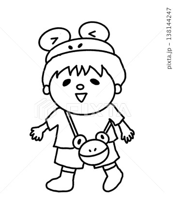 Rainy season 蛙帽子の子供イラスト長靴キャラクター Rainy season 蛙帽子の子供イラスト長靴キャラクター 138144247