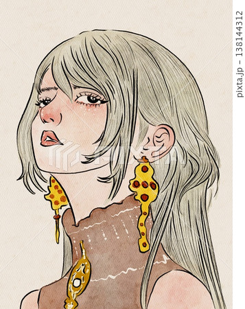 art sketched beautiful girl in art style 138144312