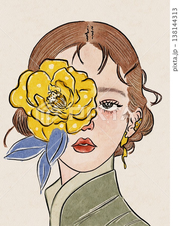 art sketched beautiful girl in art style 138144313