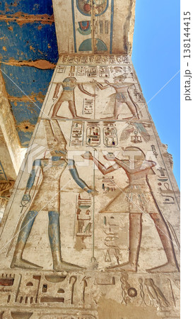 Medinet Habu, the mortuary temple of Ramesses III, located on the west bank of Luxor, Egypt. Medinet Habu, the mortuary temple of Ramesses III, located on the west bank of Luxor, Egypt. 138144415
