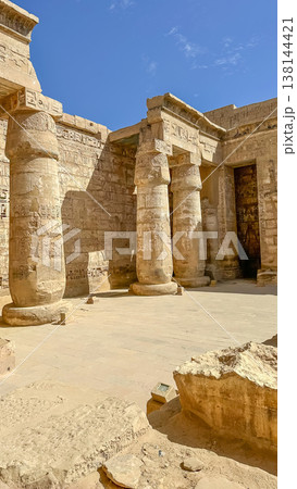 Medinet Habu, the mortuary temple of Ramesses III, located on the west bank of Luxor, Egypt. 138144421