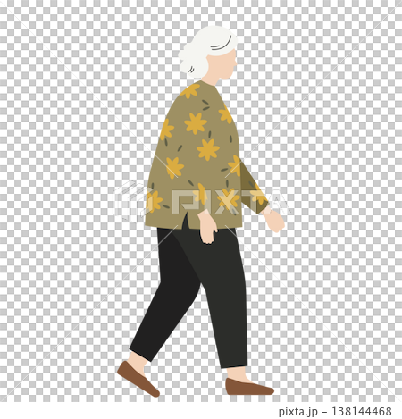 花柄の服を着た白髪のおばあちゃん 花柄の服を着た白髪のおばあちゃん 138144468