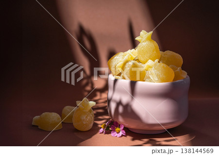 Thai Crispy Jelly Voon Krob Pineapple Shape Dessert Shadow Play Thai Crispy Jelly Voon Krob Pineapple Shape Dessert Shadow Play 138144569