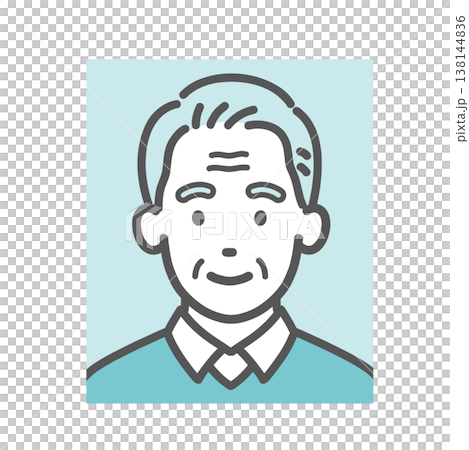 Illustration of a senior male in a passport-style photo (face photo) (for identity verification/profile picture) Illustration of a senior male in a passport-style photo (face photo) (for identity verification/profile picture) 138144836