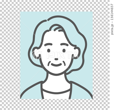 Illustration of a senior woman in a passport-style photo (face photo) (for identity verification/profile picture) Illustration of a senior woman in a passport-style photo (face photo) (for identity verification/profile picture) 138144837