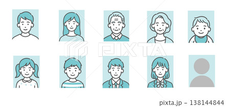 証明写真（顔写真）のイラスト・全世代アイコンセット（本人確認・プロフィール画像） 138144844