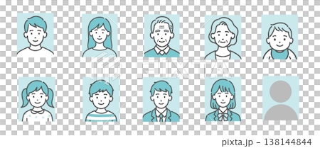 ID photo (face photo) illustration - all-ages icon set (for identity verification/profile picture) ID photo (face photo) illustration - all-ages icon set (for identity verification/profile picture) 138144844