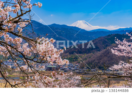 （山梨県）大法師公園の桜と富士山 138144886