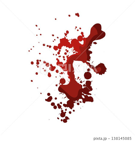 Red blood splatter with dripping messy stains graphic 138145085