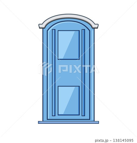 Blue portable toilet providing temporary outdoor sanitation 138145095