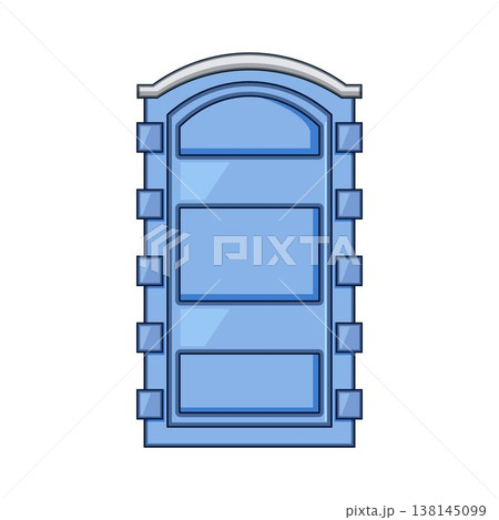 Blue portable toilet providing temporary hygiene solution 138145099