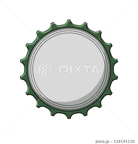 Green bottle cap illustrating beverage packaging and closure concept Green bottle cap illustrating beverage packaging and closure concept 138145110