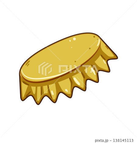 Golden bottle cap representing refreshment and beverage closure Golden bottle cap representing refreshment and beverage closure 138145113