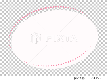 Oval frame and oval message space with a pastel pink dot pattern. 138145399