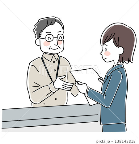 受付で対応する男性 138145818