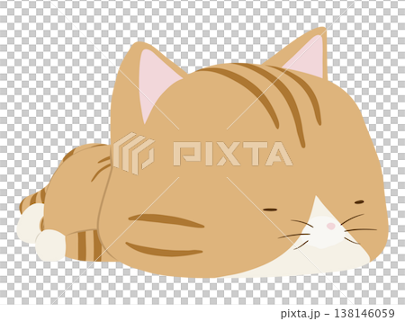 A tabby cat sleeping on its stomach A tabby cat sleeping on its stomach 138146059