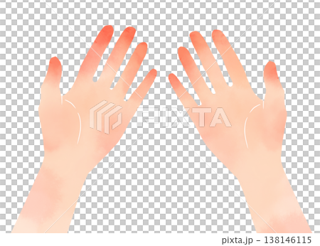 赤くなった指先のイラスト 冷え性・しもやけ・手荒れのイメージ素材 138146115