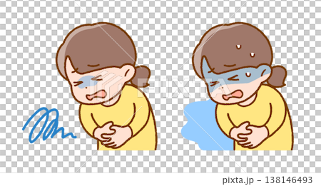 A girl turns pale from a stomach ache | Poor health / Stress A girl turns pale from a stomach ache | Poor health / Stress 138146493