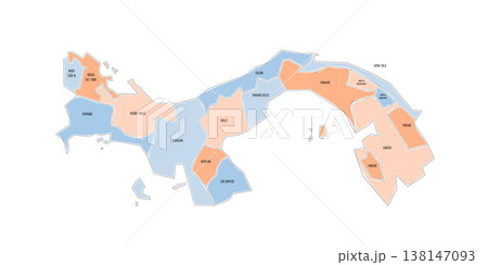 Panama political map of administrative divisions - provinces. Colorful handdrawn doodle style map with black outline borders and name labels. 138147093