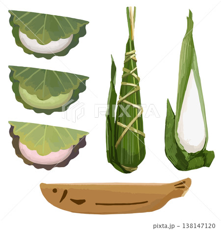 5月の和菓子セット(柏餅・ちまき・若鮎) 138147120