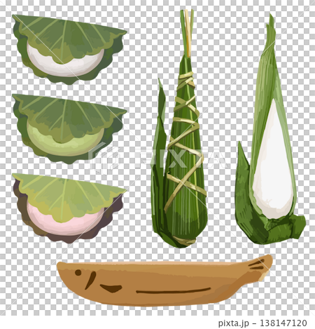 5月の和菓子セット(柏餅・ちまき・若鮎) 138147120