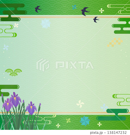 端午の節句の和風フレーム_文字なし_正方形 138147232