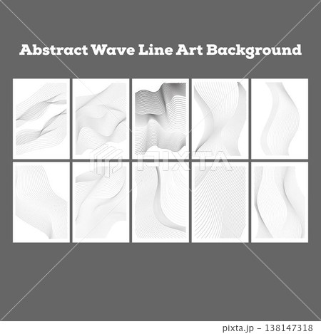 Abstract Wave Line Art Background Set, Minimal Fluid Curve Flow Line Design, Modern Topographic Organic Wave Art Print, Elegant Fine Line Background, Vector Illustration Abstract Wave Line Art Background Set, Minimal Fluid Curve Flow Line Design, Modern Topographic Organic Wave Art Print, Elegant Fine Line Background, Vector Illustration 138147318