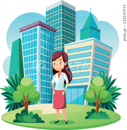 Businesswoman smiling outdoors with buildings in background Businesswoman smiling outdoors with buildings in background 138147553