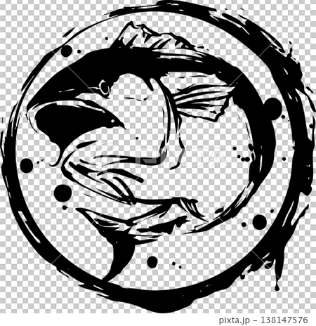 鮪魚水墨插畫 鮪魚水墨插畫 138147576