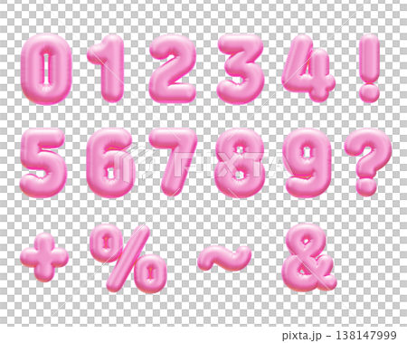Pink 3D Balloon Numbers and Symbols Set 138147999