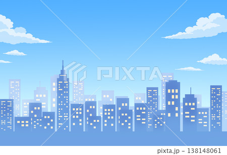青空とビル街の背景　街並み 138148061