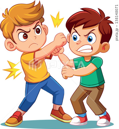 Two angry boys fighting and punching each other Two angry boys fighting and punching each other 138148071