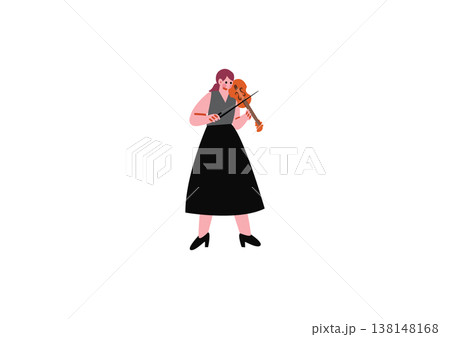バイオリンを演奏する女性のイラスト 138148168