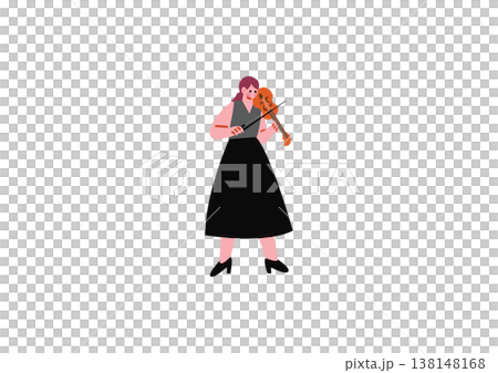 バイオリンを演奏する女性のイラスト 138148168