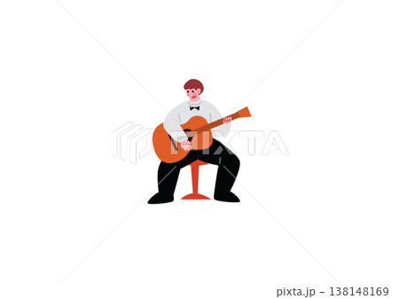 ギターを弾く男性のイラスト 138148169