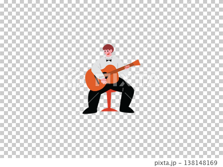 ギターを弾く男性のイラスト 138148169