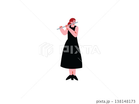 フルートを吹く女性のイラスト 138148173
