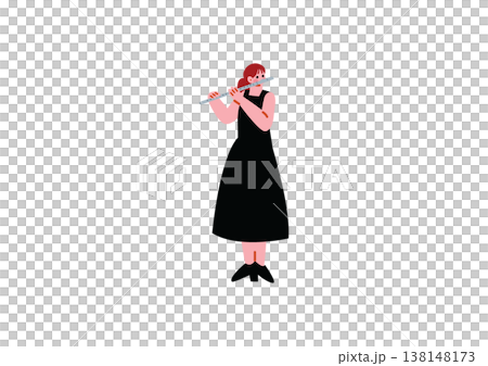 フルートを吹く女性のイラスト 138148173
